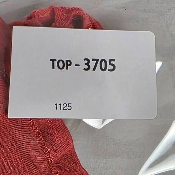 Rewind S Red Lace Shoulder Short Sleeve Boho Top - Picture 6 of 6